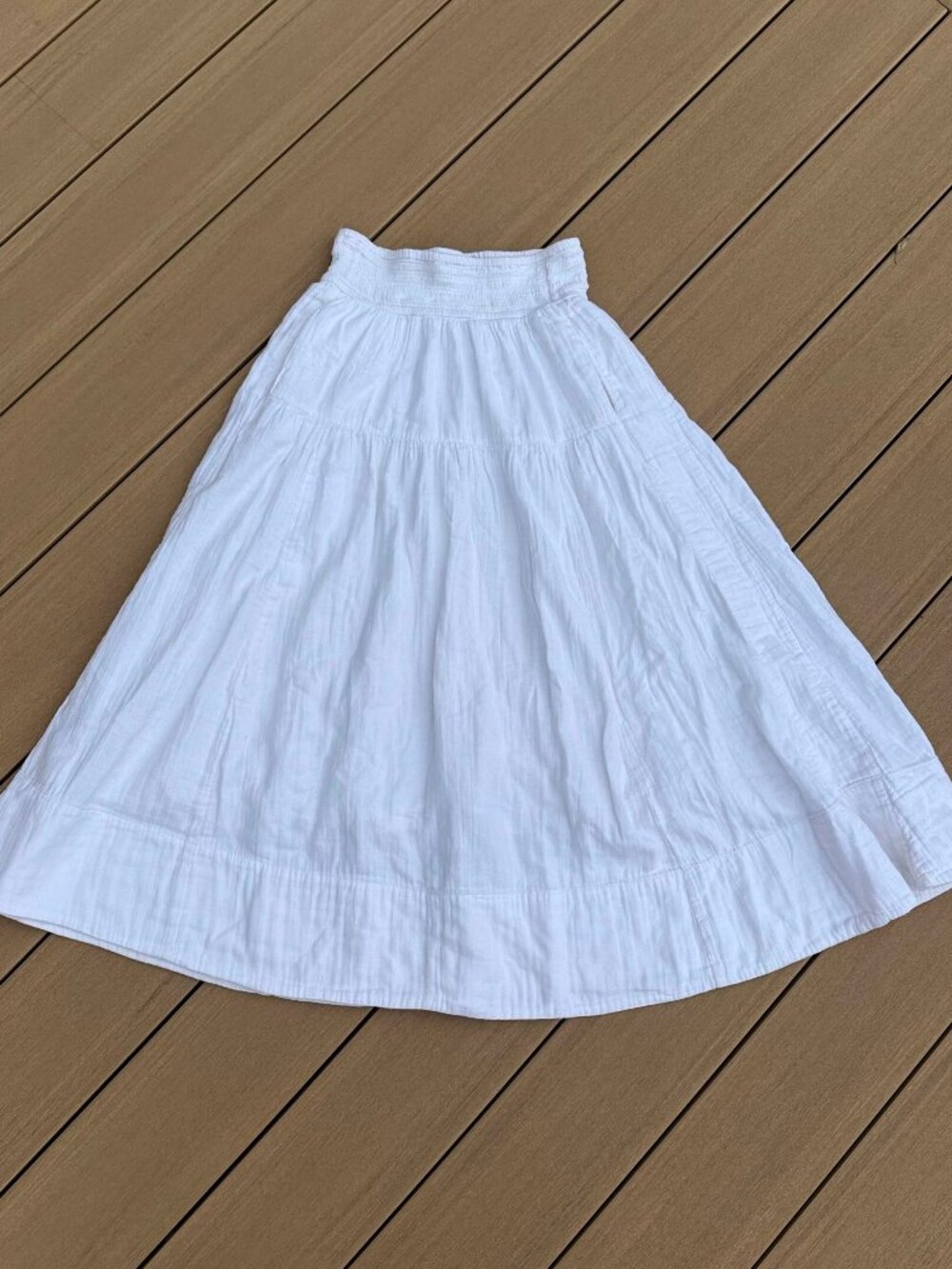 ME+EM Cotton Cheesecloth White Midi/Maxi Skirt
